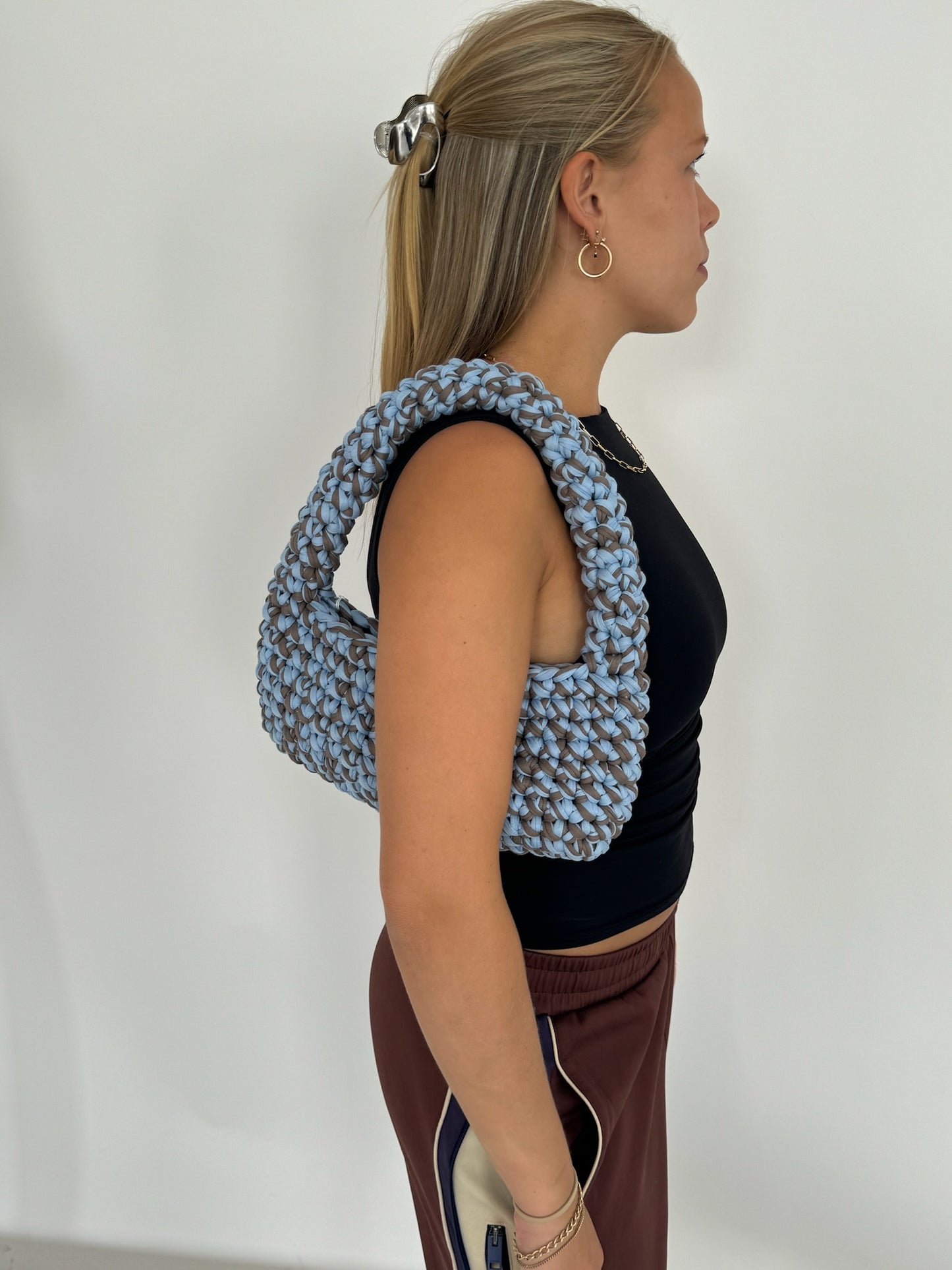 Light Brown/Light Blue Shoulder Bag