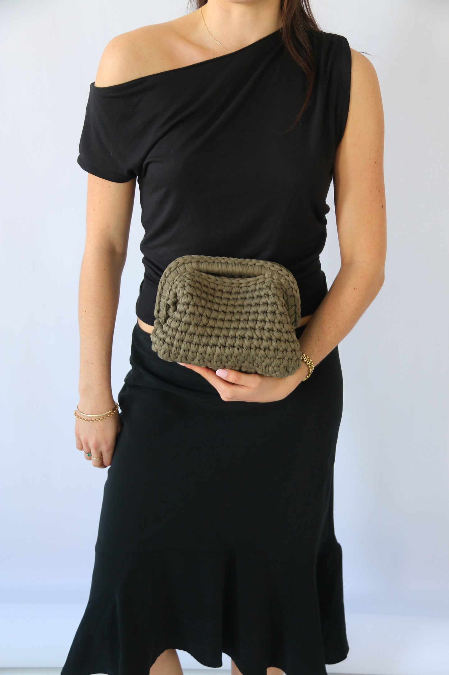 Eden Clutch Bag in Khaki
