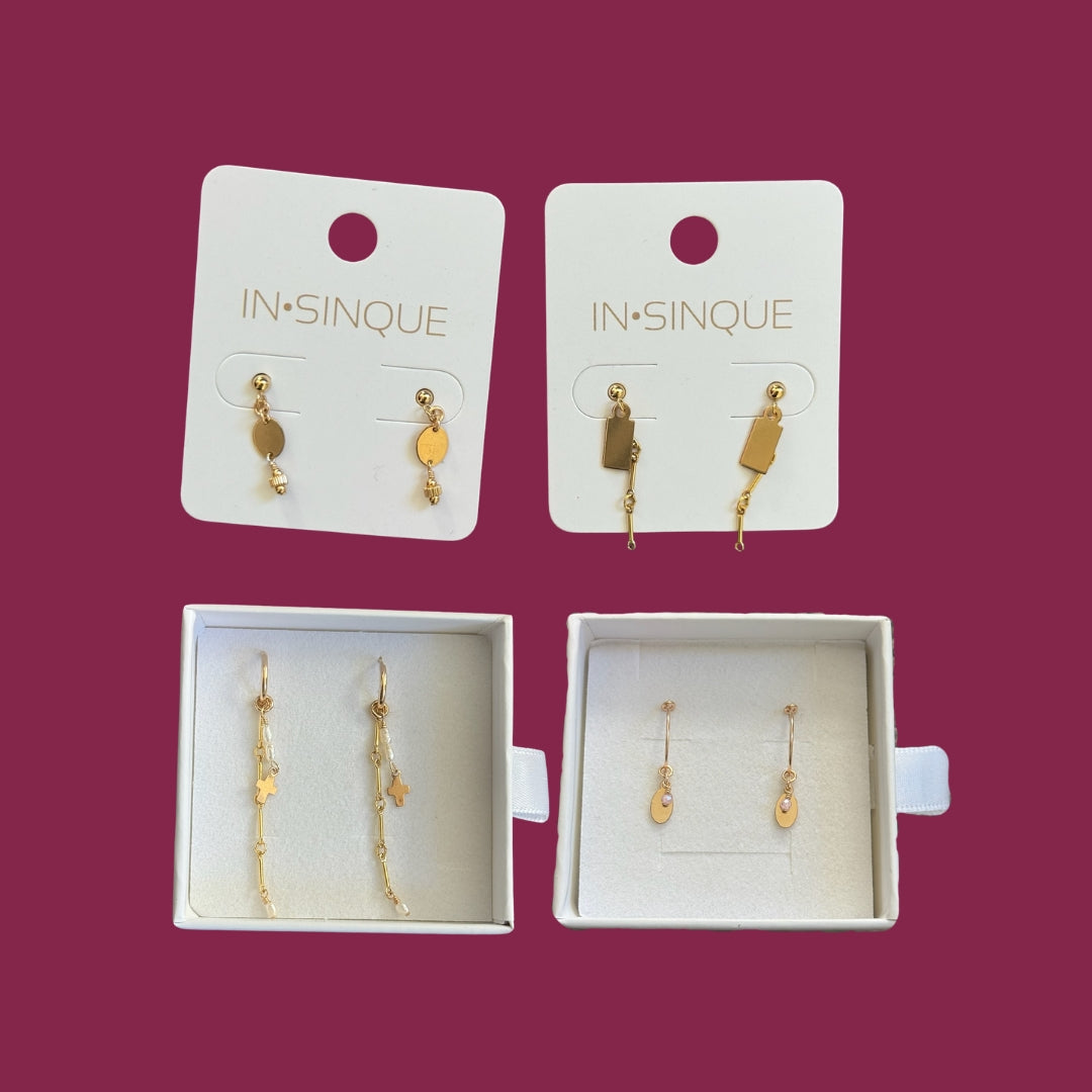 Gold Earring Bundles (4 Pairs)