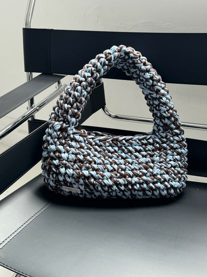 Dark Brown/Light Blue Shoulder Bag