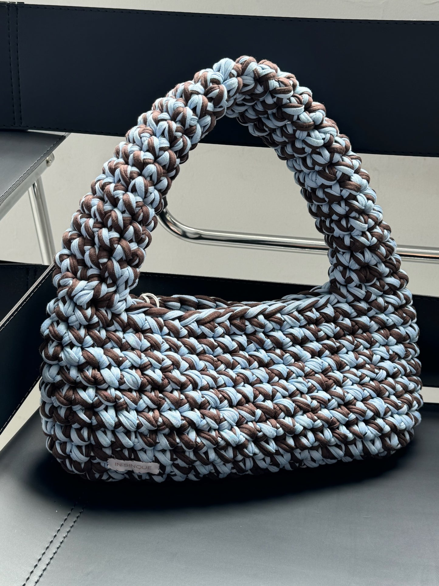 Dark Brown/Light Blue Shoulder Bag