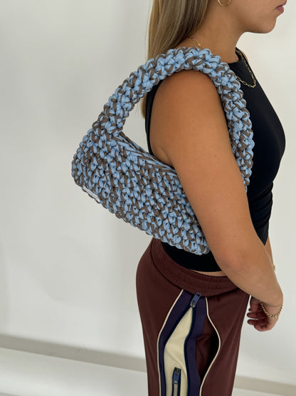 Light Brown/Light Blue Shoulder Bag