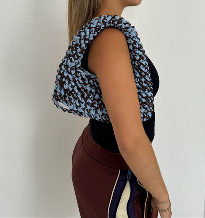 Dark Brown/Light Blue Shoulder Bag