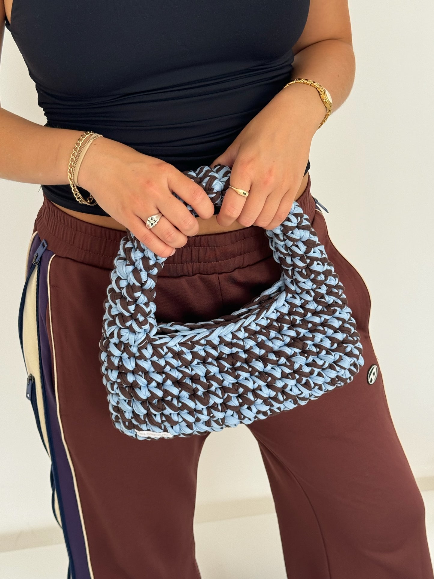 Dark Brown/Light Blue Shoulder Bag