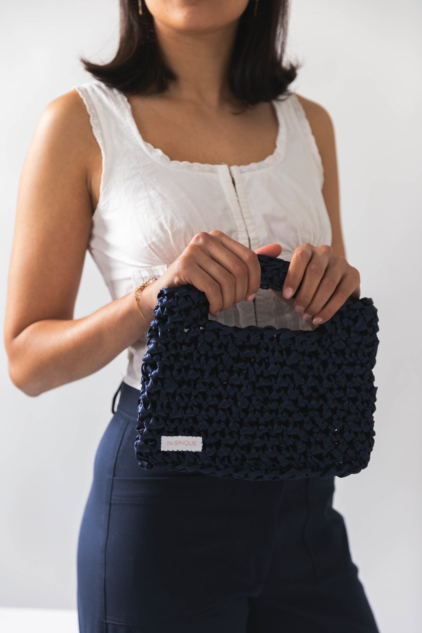 Elijah Mini Ribbon Clutch in Navy