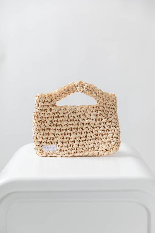 Elijah Mini Ribbon Clutch in Ivory